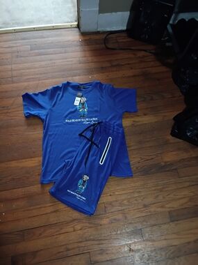 Polo by Ralph Lauren Boys Blue Polo Bear Tee & Shorts Set